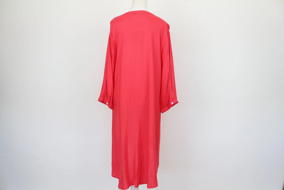 Coral Red Gold Studded V-Neck Kaftan Dress – M