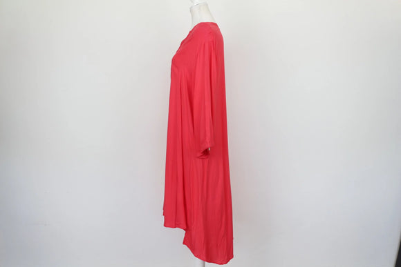 Coral Red Gold Studded V-Neck Kaftan Dress – M