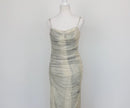 Zara Grey & Cream Ruched Spaghetti Strap Maxi Dress – L-1