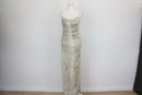 Zara Grey & Cream Ruched Spaghetti Strap Maxi Dress – L-2