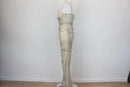 Zara Grey & Cream Ruched Spaghetti Strap Maxi Dress – L-5