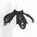 Black and White Beaded Statement Collar Necklace-1