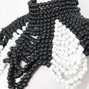 Black and White Beaded Statement Collar Necklace-2