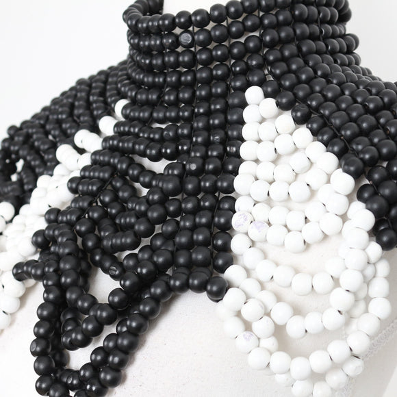 Black and White Beaded Statement Collar Necklace
