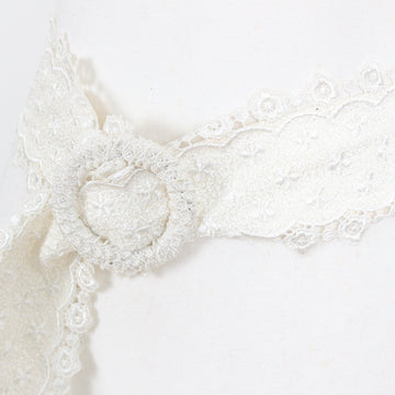 Wide Cream Floral Lace Belt with Covered Buckle