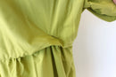 Olive Green Puff Sleeve Tiered Midi Dress – Size 44-7