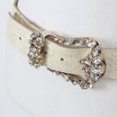 Giglio Couture Cream Belt with Rhinestone Buckle and Keeper-2