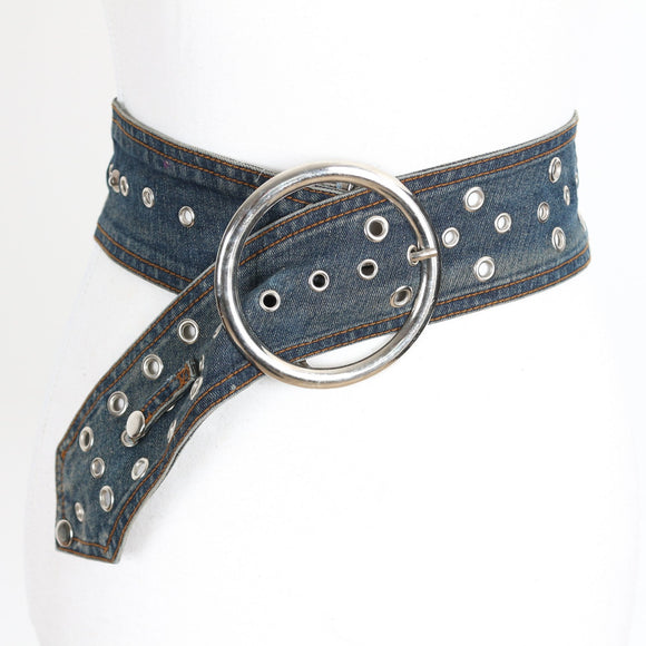 Denim belt with studded details