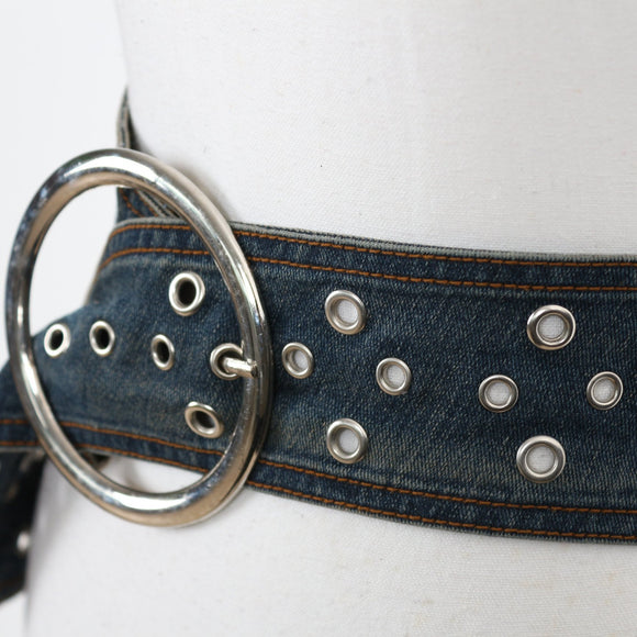 Denim belt with studded details