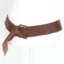 Wide Brown Genuine Leather Snake-Effect Belt-1