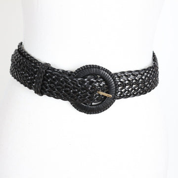 Country Road Black Woven Leather Belt with Round Buckle, XS–S (New with Tags)