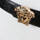 Versace Black Greek Key Embossed Leather Belt with Gold-Tone Medusa Buckle-2