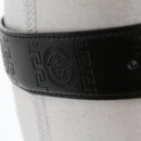 Versace Black Greek Key Embossed Leather Belt with Gold-Tone Medusa Buckle-3