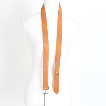 Superbalist Tan Genuine Leather Belt with Silver-Tone Buckle (New) - 0