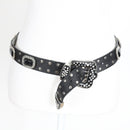 Black Studded Belt with Rhinestone Buckle and Black Gem Embellishments-1