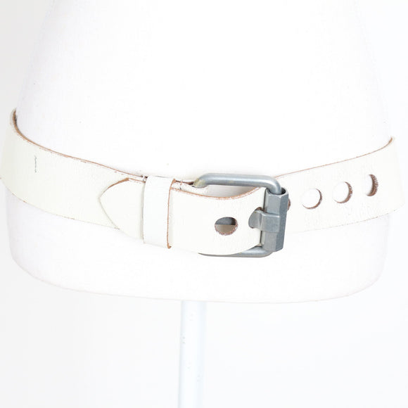Levi's Wide White Genuine Leather Belt with Silver-Tone Buckle