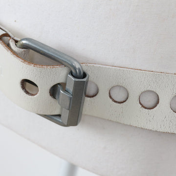 Levi's Wide White Genuine Leather Belt with Silver-Tone Buckle - 0