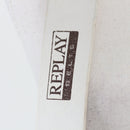 Replay White Belt with Oval Logo Buckle and Red Rose Detail-3