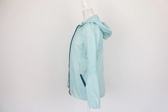 Puma Mint Blue Lightweight Hooded Windbreaker Jacket – XS
