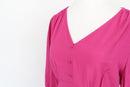 Bright Pink Puff Sleeve Midi Dress – V-Neck | Size 12 | New with Tags-5