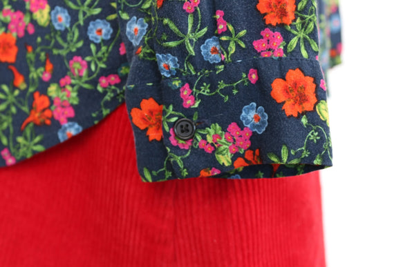 Vintage Topshop Navy Floral Button-Up Shirt – Size 8