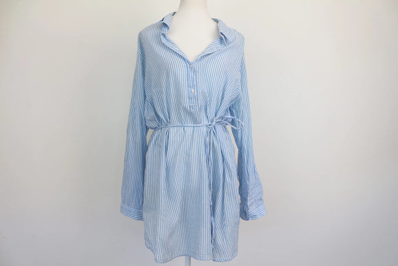 H&M Mama Blue & White Stripe Belted Shirt Dress – XL