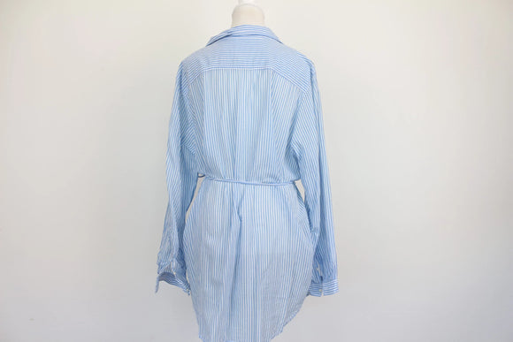H&M Mama Blue & White Stripe Belted Shirt Dress – XL