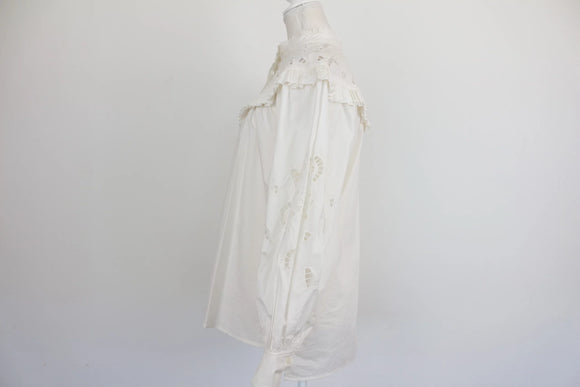 H&M White Lace Yoke Puff Sleeve Victorian Blouse – S