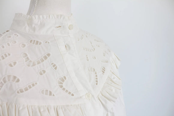 H&M White Lace Yoke Puff Sleeve Victorian Blouse – S