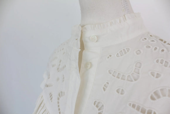 H&M White Lace Yoke Puff Sleeve Victorian Blouse – S