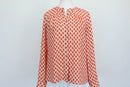 Banana Republic Red Ikat Dot Print Collarless Long-Sleeve Blouse – XS-1