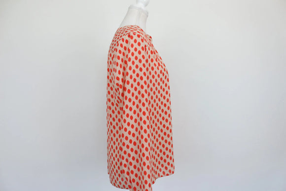 Banana Republic Red Ikat Dot Print Collarless Long-Sleeve Blouse – XS