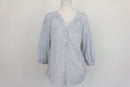 Target White & Navy Pinstripe V-Neck Balloon Sleeve Cotton Blouse – Size 12-1