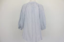 Target White & Navy Pinstripe V-Neck Balloon Sleeve Cotton Blouse – Size 12-3