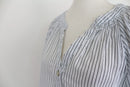 Target White & Navy Pinstripe V-Neck Balloon Sleeve Cotton Blouse – Size 12-5