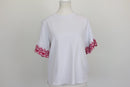 Poetry White Floral Embroidered Sleeve Ruffle Cuff Top – S-1
