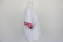 Poetry White Floral Embroidered Sleeve Ruffle Cuff Top – S-2