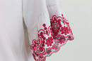 Poetry White Floral Embroidered Sleeve Ruffle Cuff Top – S-5