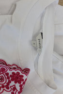Poetry White Floral Embroidered Sleeve Ruffle Cuff Top – S-7