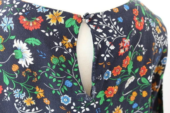 H&M Classic Navy Floral Shirt – Versatile Layering Piece | Size 8