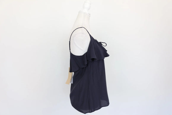 Forever New Black Ruffle Tier Tie-Front Cami Top – Size 36