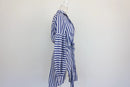 Zara Navy & White Stripe Oversized Balloon Sleeve Belted Shirt Dress – S-2