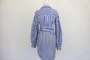 Zara Navy & White Stripe Oversized Balloon Sleeve Belted Shirt Dress – S-3