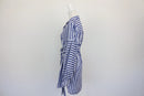 Zara Navy & White Stripe Oversized Balloon Sleeve Belted Shirt Dress – S-4