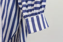 Zara Navy & White Stripe Oversized Balloon Sleeve Belted Shirt Dress – S-5