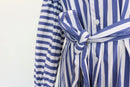 Zara Navy & White Stripe Oversized Balloon Sleeve Belted Shirt Dress – S-6