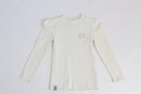 Earthchild Kids' Cream Ribbed Long-Sleeve Top – Pink Embroidery | Brand New-1