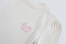 Earthchild Kids' Cream Ribbed Long-Sleeve Top – Pink Embroidery | Brand New-2