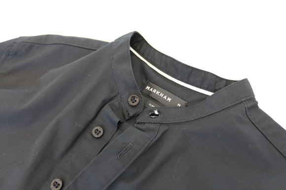 Markhams Black Long-Sleeve Half-Button Shirt – Smart-Casual | Size M
