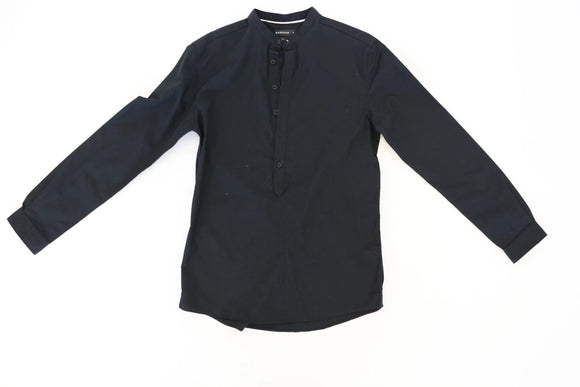 Markhams Black Long-Sleeve Half-Button Shirt – Smart-Casual | Size M